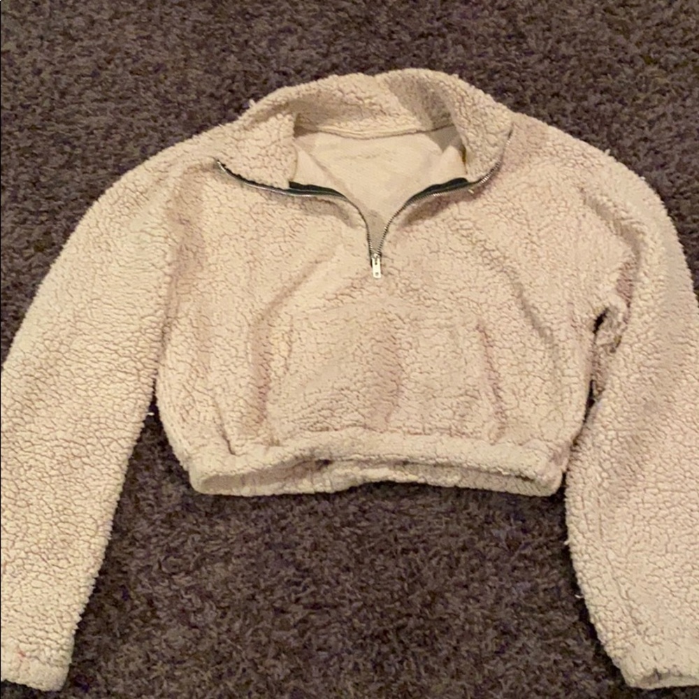 cropped teddy jacket